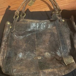 Frye studded brown/gray shoulder bag